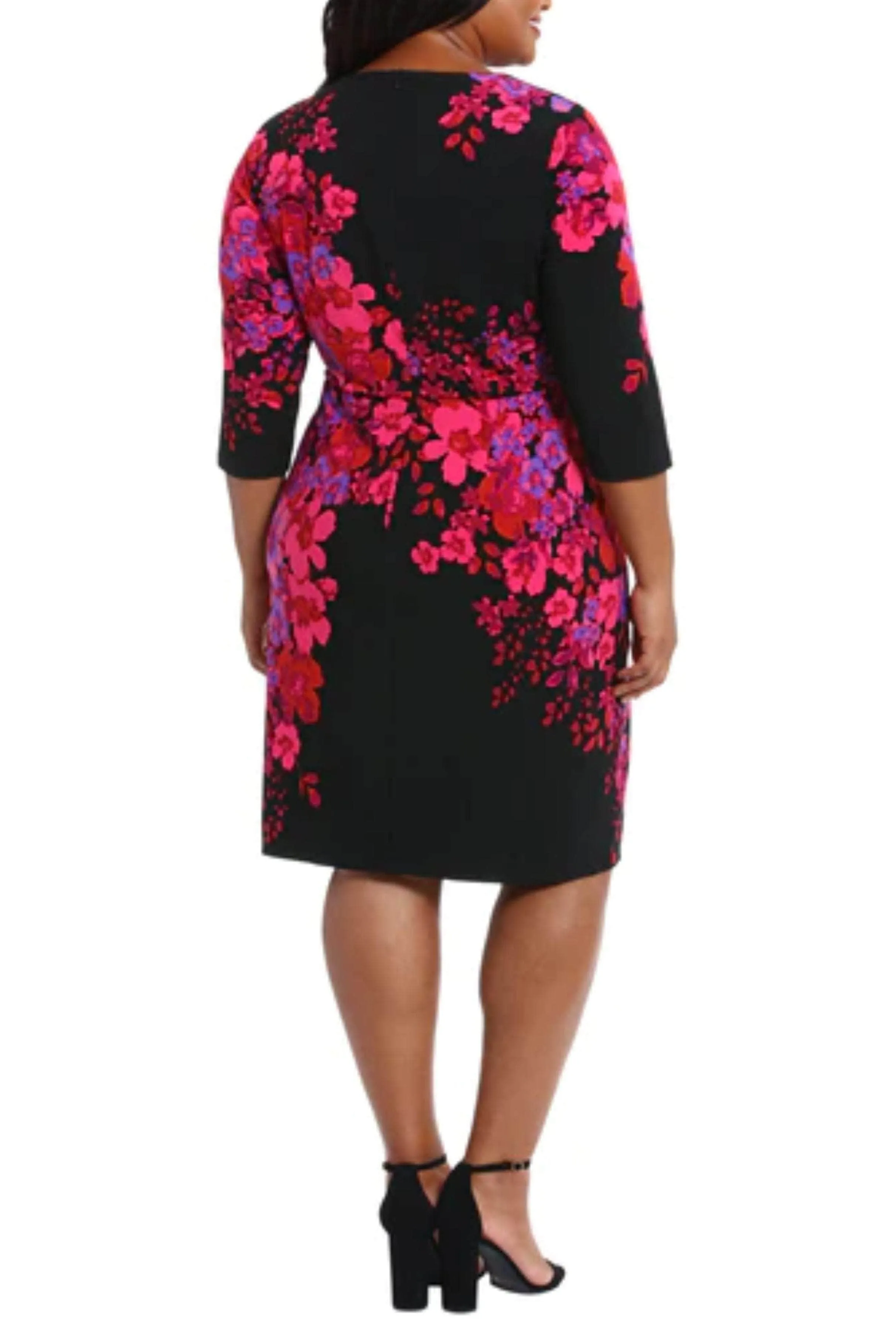 London Times T7062M - Quarter Sleeve Floral Dress