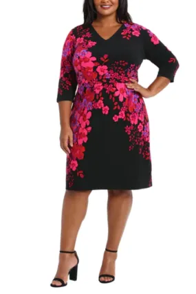 London Times T7062M - Quarter Sleeve Floral Dress