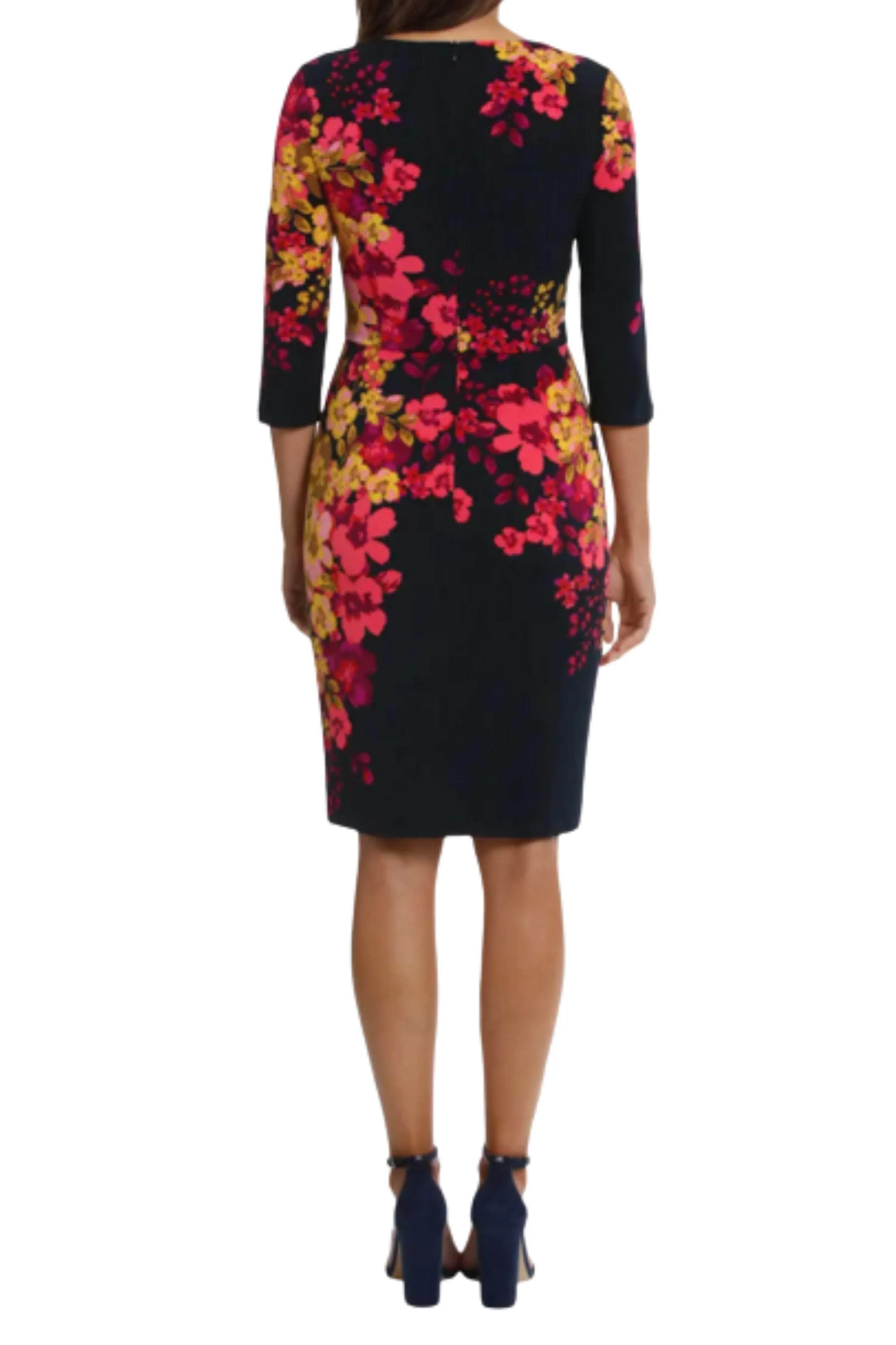 London Times T7062M - Quarter Sleeve Floral Dress