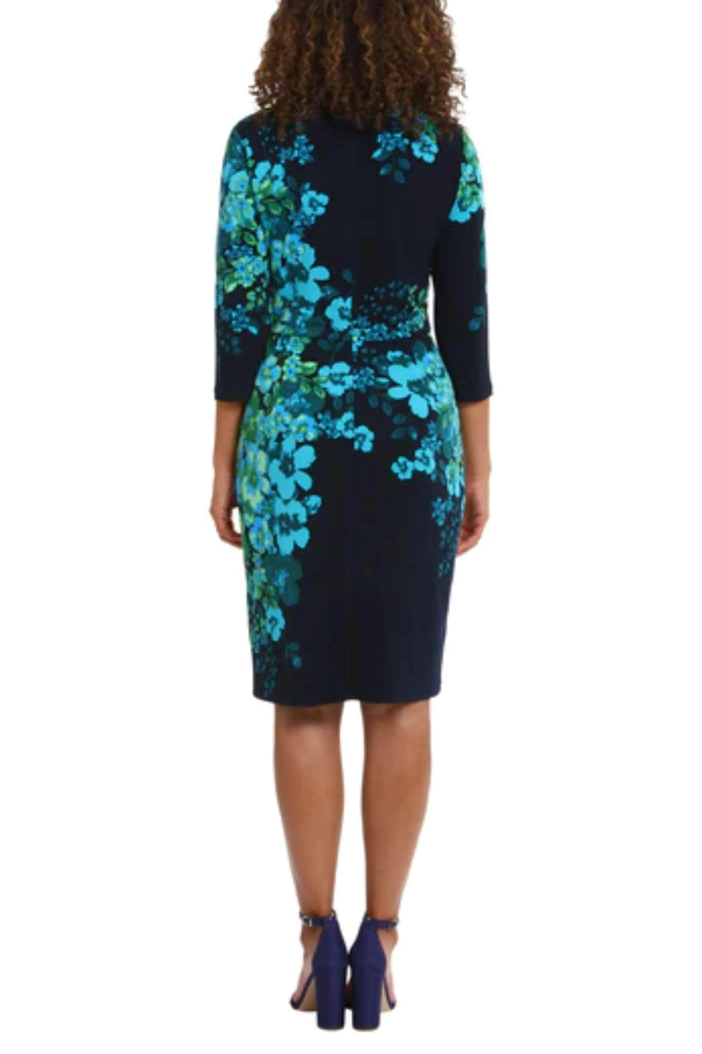 London Times T7062M - Quarter Sleeve Floral Dress