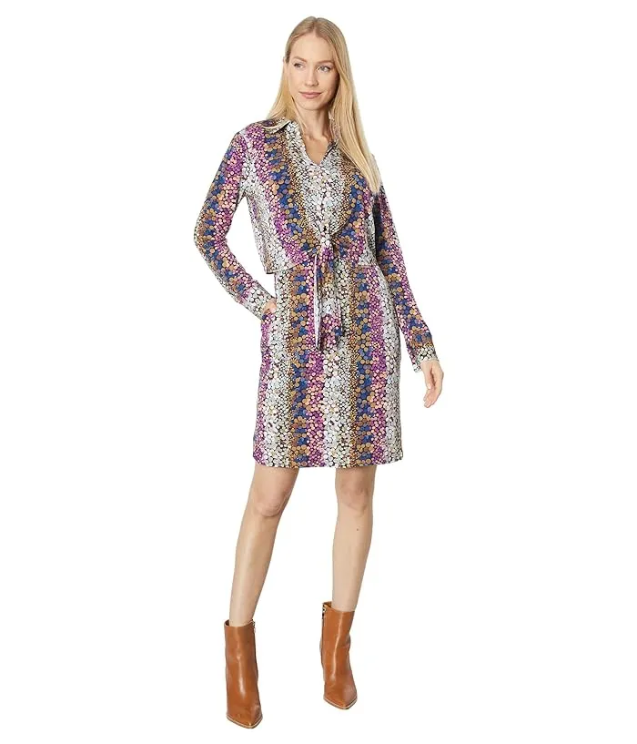 London Times Tie Front Shirtdress Women's