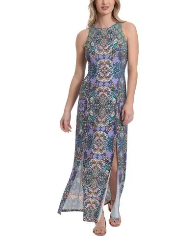 London Times Womens Sleeveless Paisley Maxi Dress