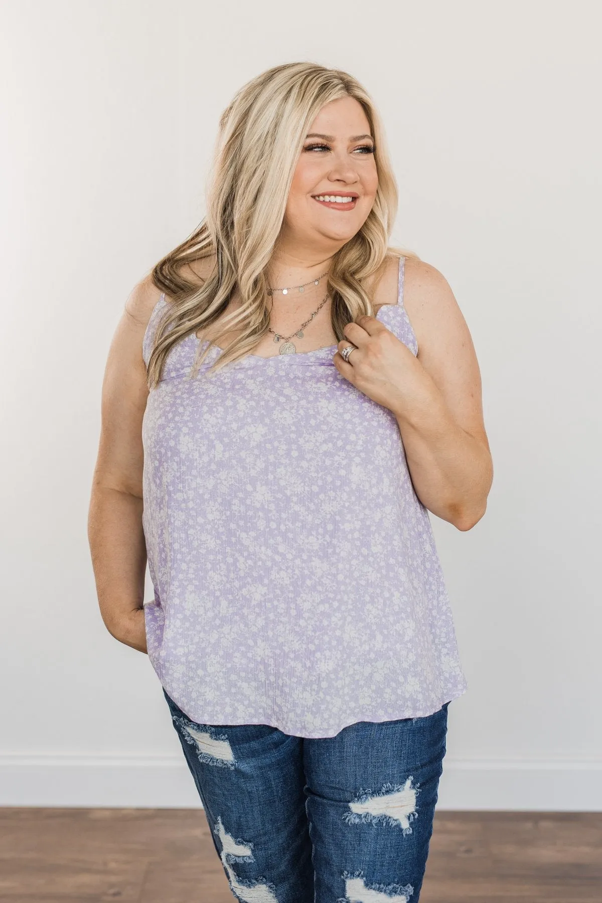 Lost In A Daydream Floral Tank Top- Lavender