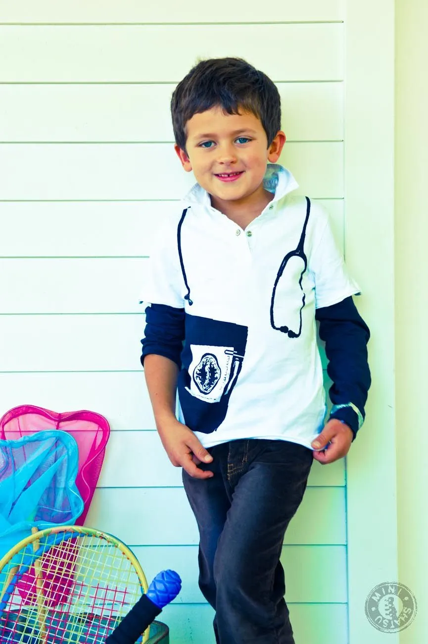 M. D. Long Sleeve Baby Polo Shirt by: Mini Shatsu