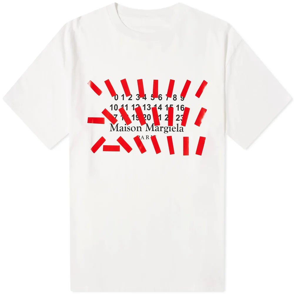 Maison Margiela Tape Logo T-ShirtOff White, Black & Red