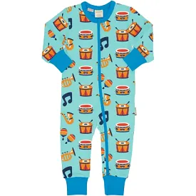 Maxomorra Party Music Long Sleeved Zip Rompersuit