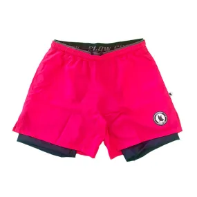 Mens 2-1 Solid Compression Neon Pink with Navy Liner 7 Short