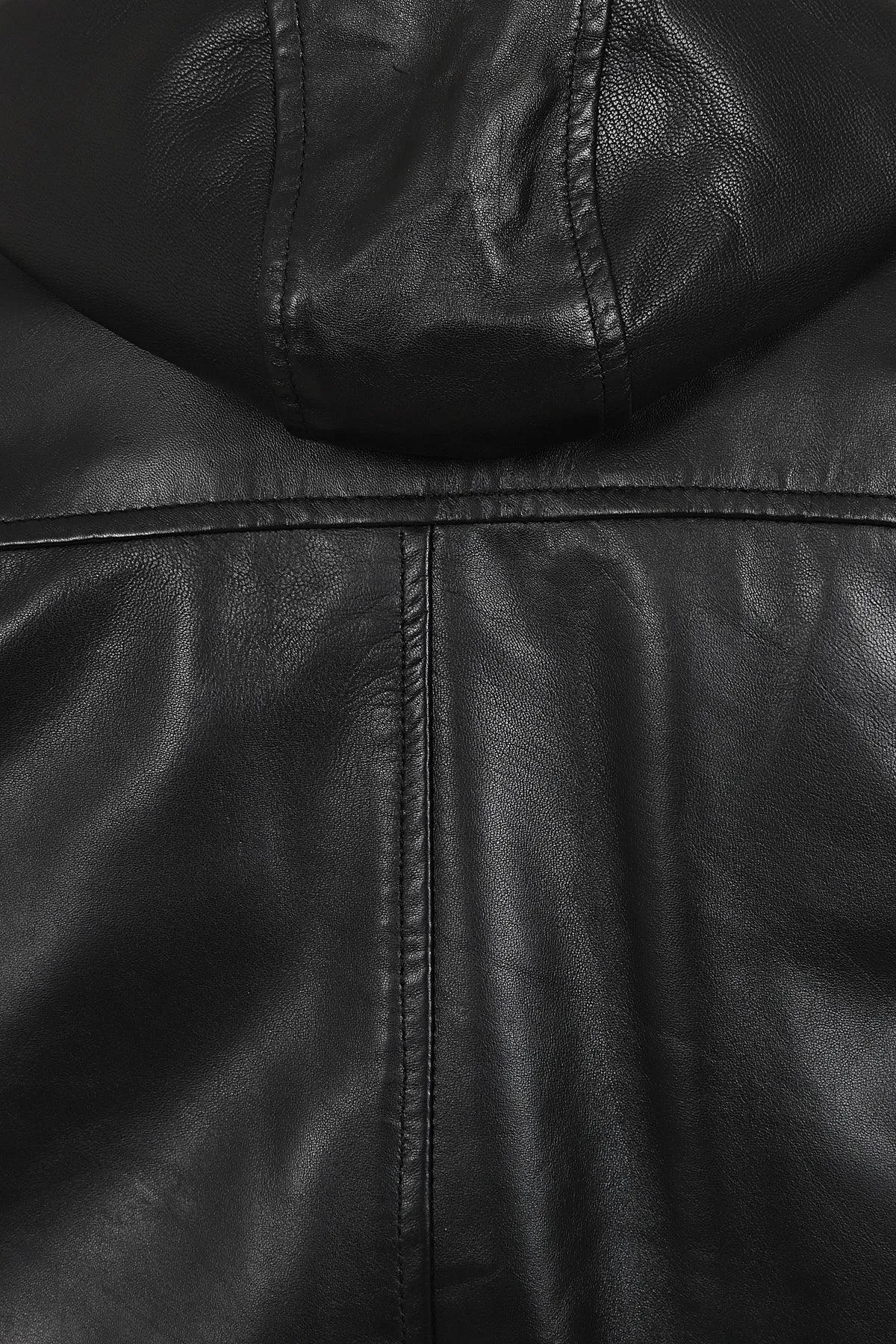 Men's Leather Bomber Style Jacket with a Detachable Hood - DANNY 638