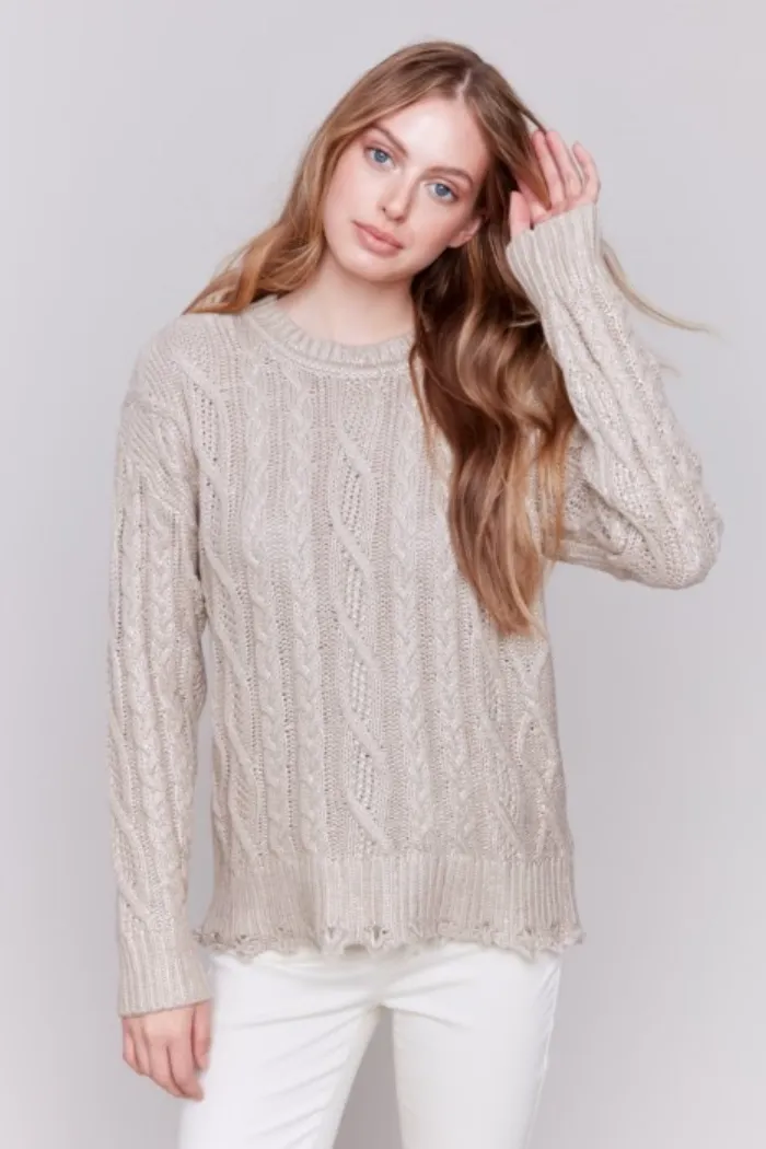 Metallic Cable Knit Sweater