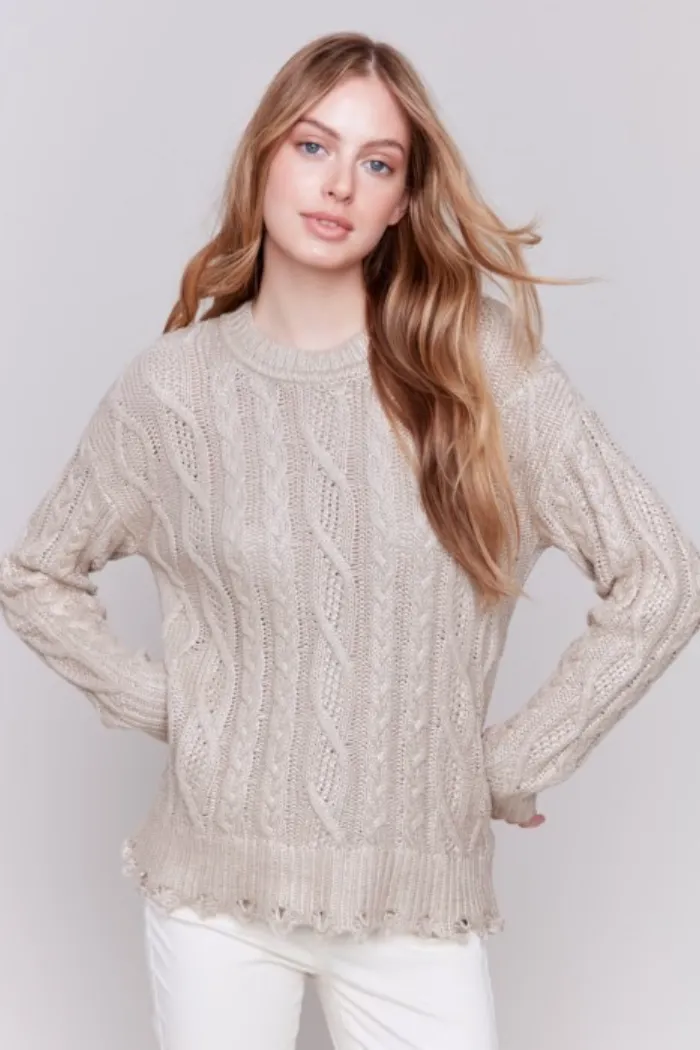 Metallic Cable Knit Sweater