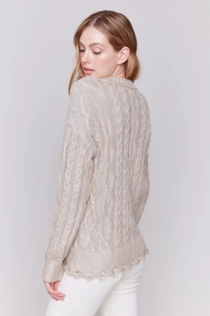 Metallic Cable Knit Sweater