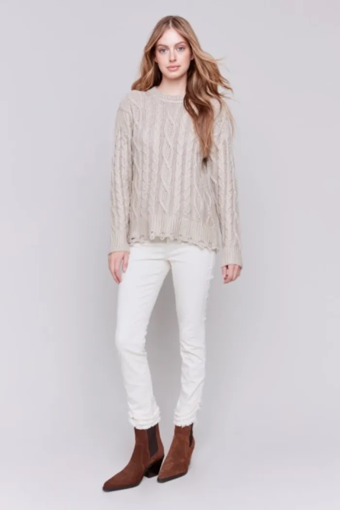 Metallic Cable Knit Sweater