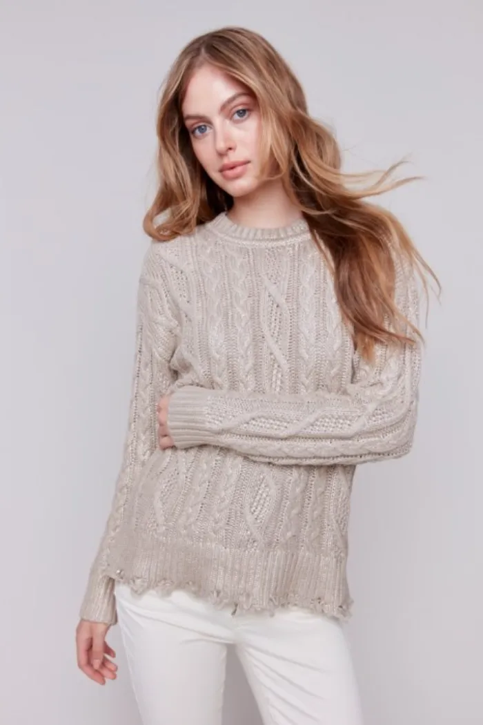 Metallic Cable Knit Sweater