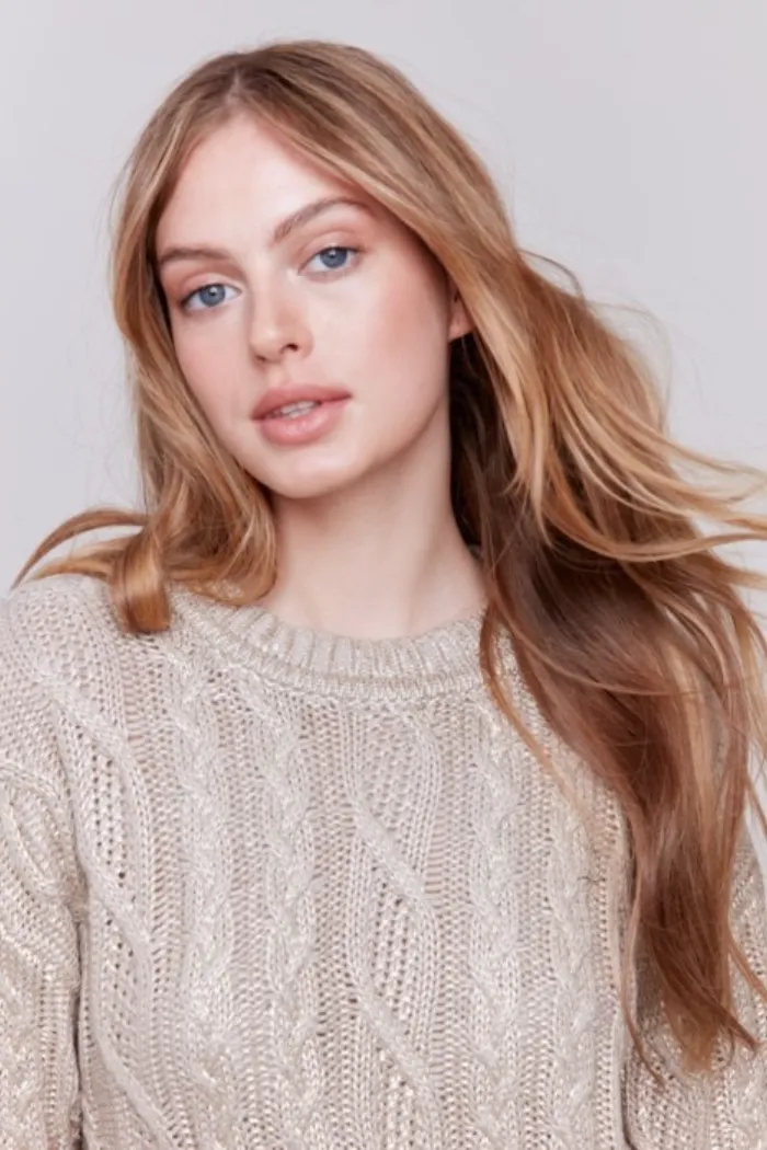 Metallic Cable Knit Sweater