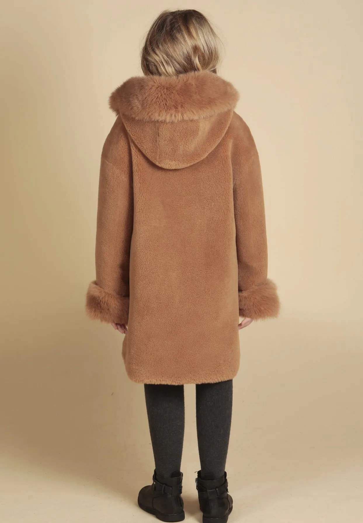 'Mini' 'Jean' Wool Coat in Marrone