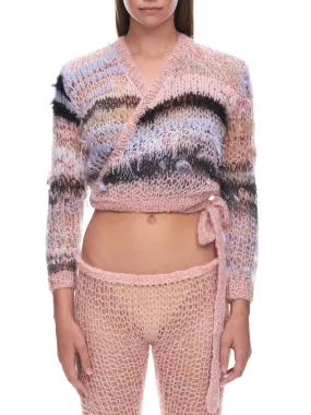 Mohair Knit Wrap Sweater (F2260-PINK-GREY)