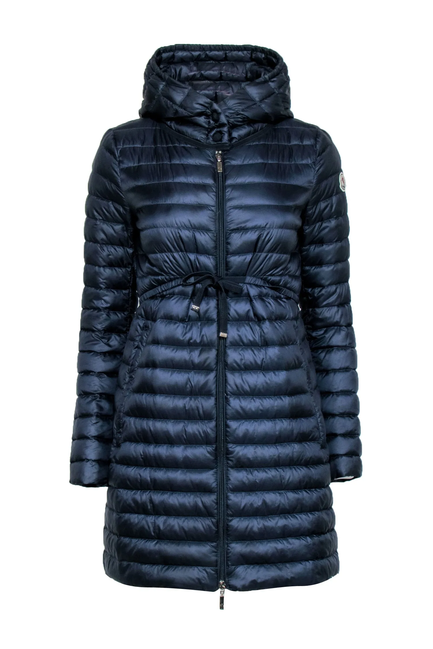 Moncler - Navy Long Puffer Jacket w/ Hood Sz 1