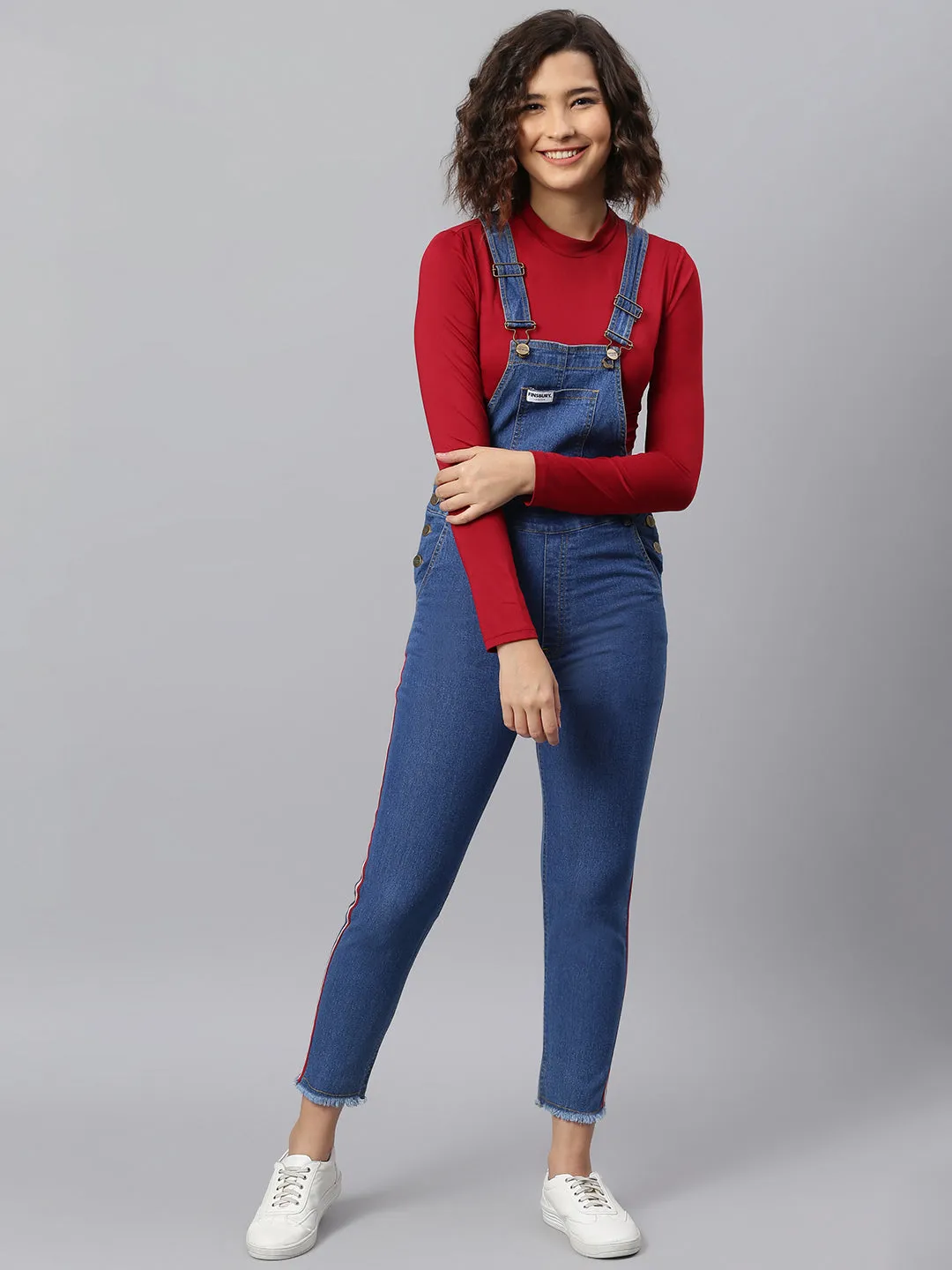 NaughtyDungaree Womens Denim Dungaree with Swiss Tape