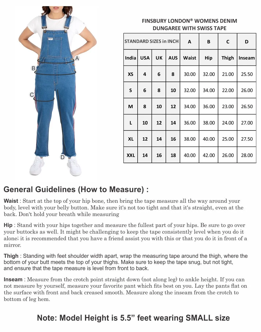 NaughtyDungaree Womens Denim Dungaree with Swiss Tape