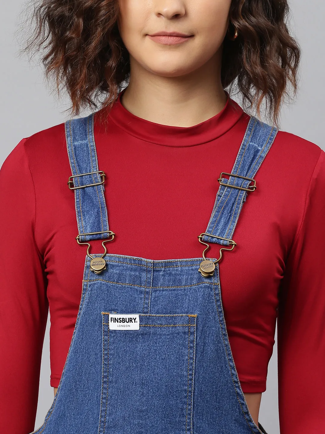 NaughtyDungaree Womens Denim Dungaree with Swiss Tape