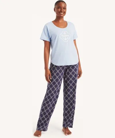 Nautica Womens Printed Pajama Pant Set