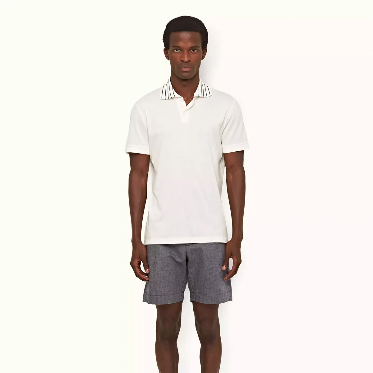 Orlebar Brown - Dominic Stripe Collar Polo in Sea Mist