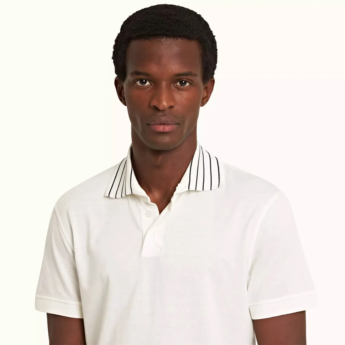 Orlebar Brown - Dominic Stripe Collar Polo in Sea Mist