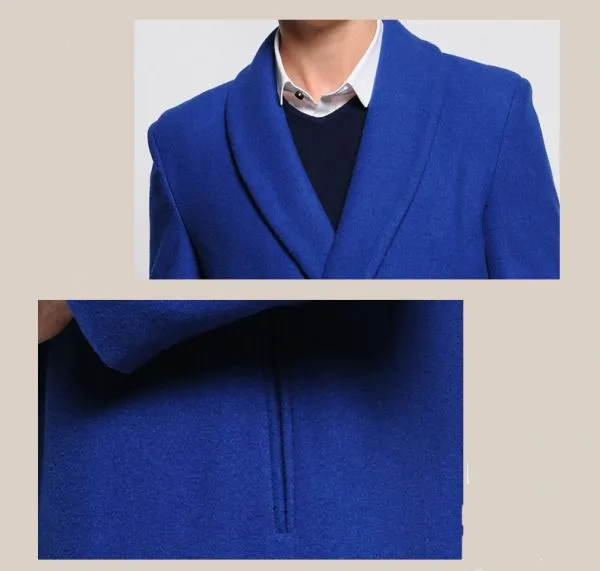 Oversize wool coat for men with hidden closure button