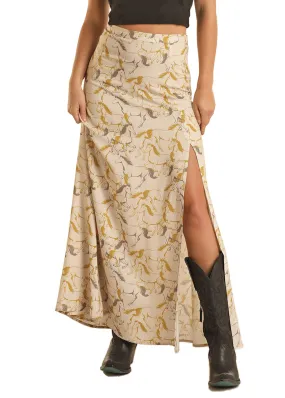 Panhandle Slim Womens Horse Printed Maxi Skirt