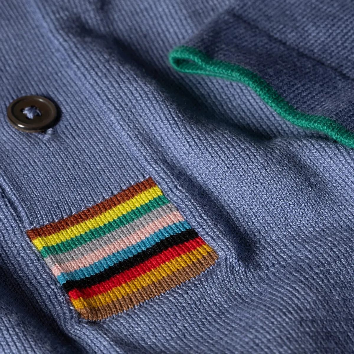 Paul Smith - 'Signature Stripe' Trim Polo Shirt in Mid Blue