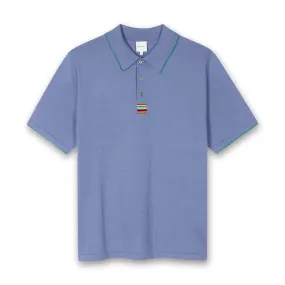 Paul Smith - 'Signature Stripe' Trim Polo Shirt in Mid Blue