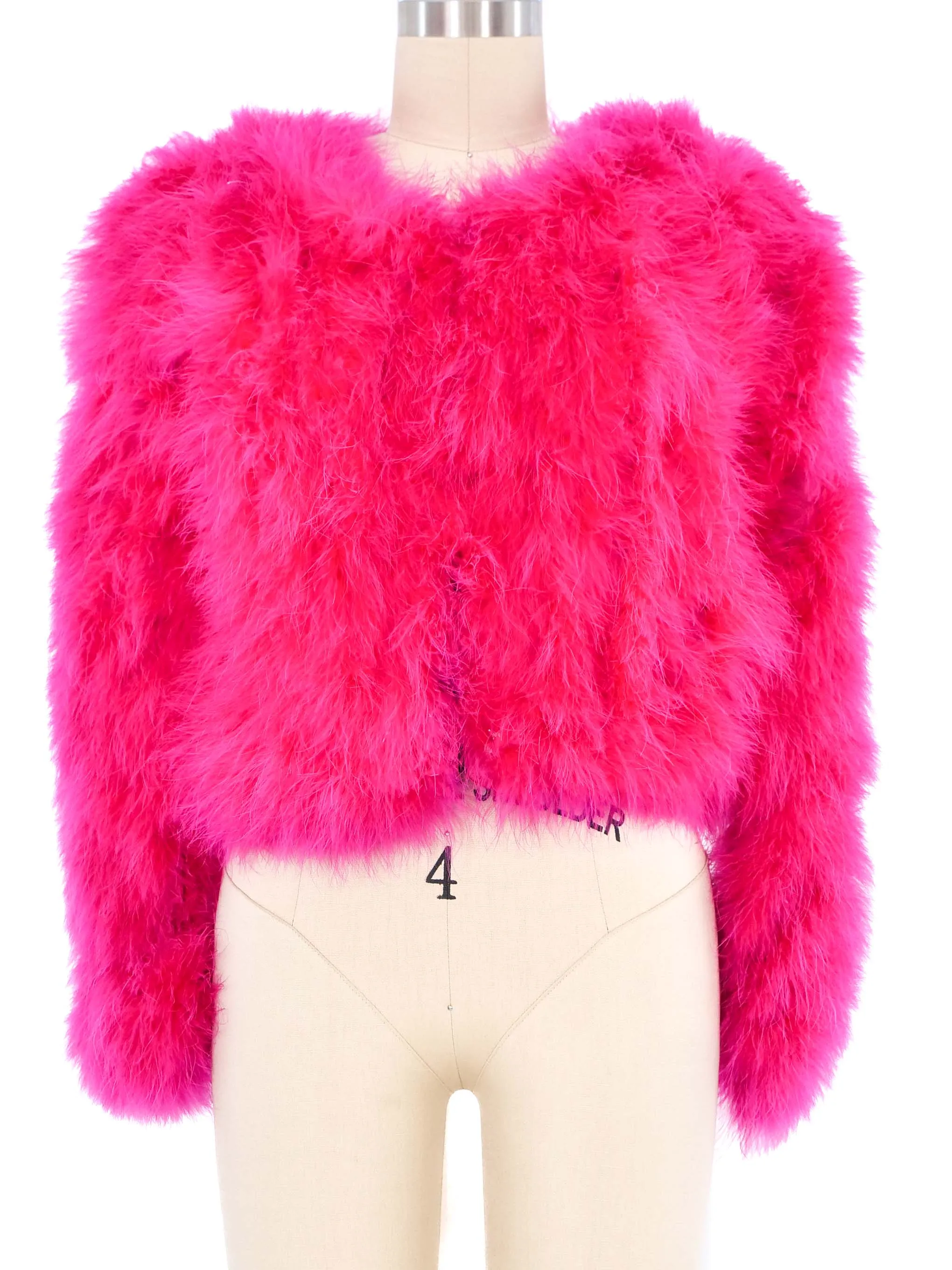 Pink Marabou Cropped Jacket