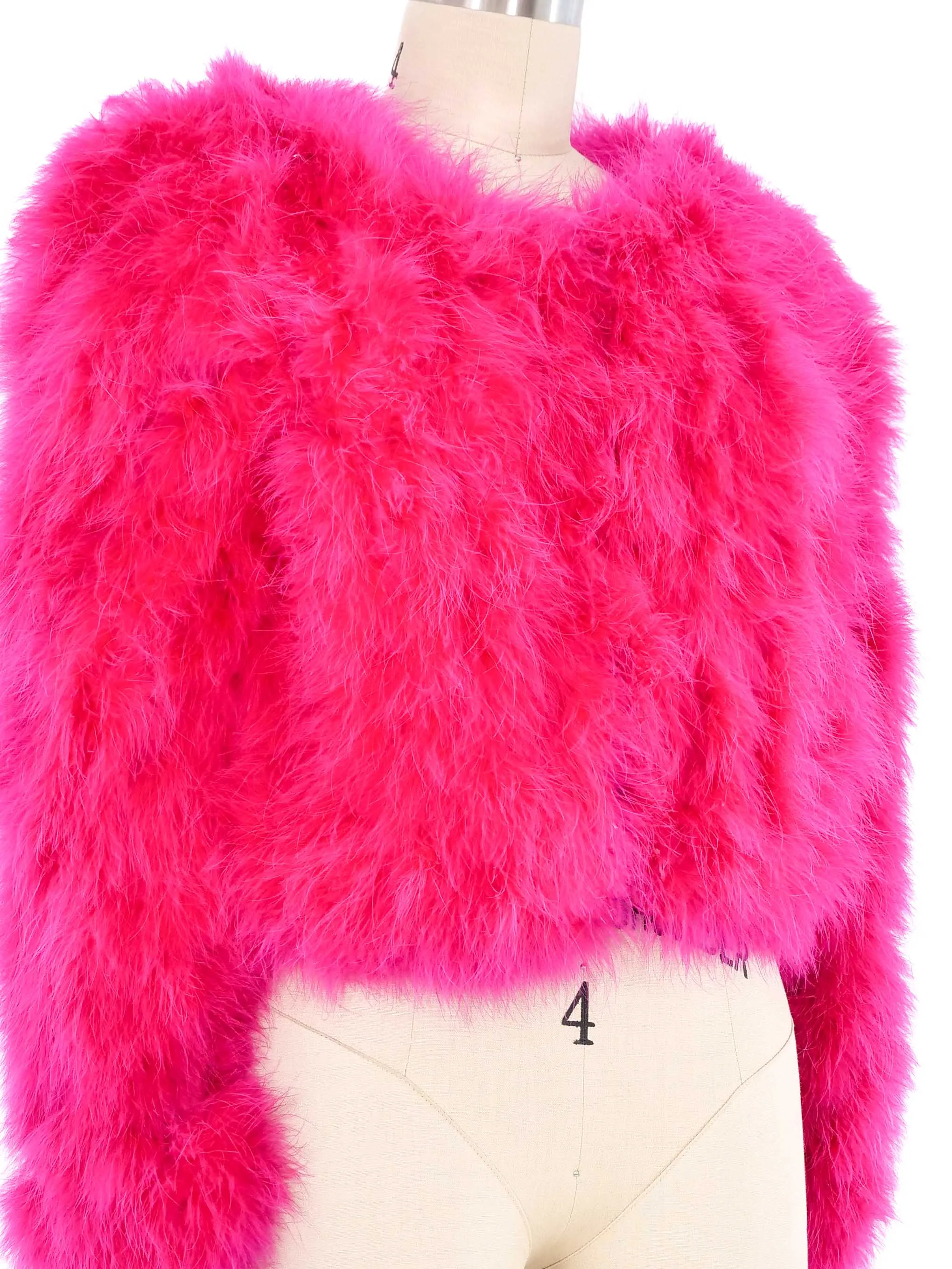 Pink Marabou Cropped Jacket