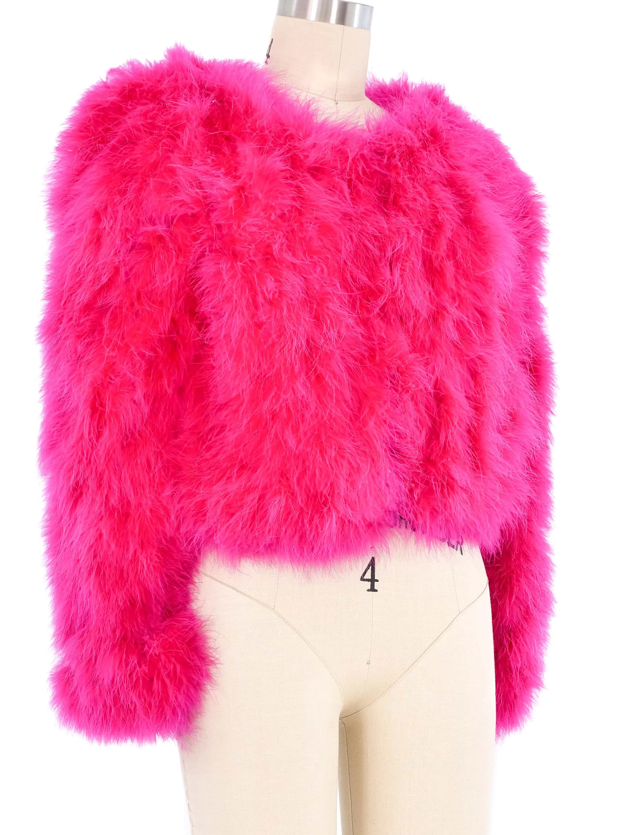 Pink Marabou Cropped Jacket