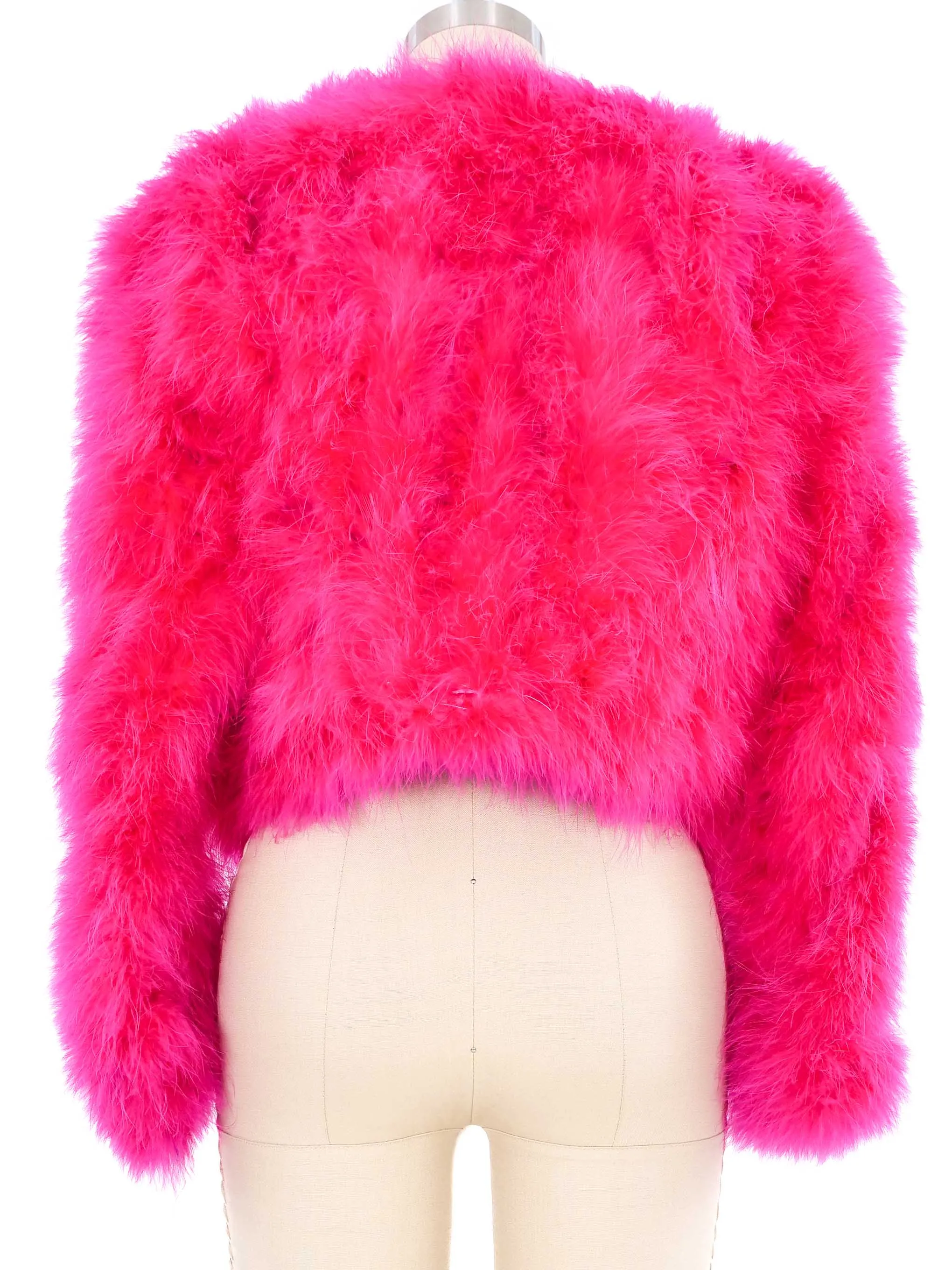 Pink Marabou Cropped Jacket