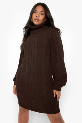 Plus Recycled Cable Knit Sweater Dress