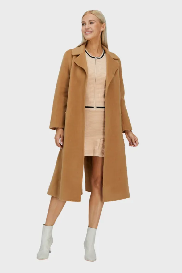 Relaxed Cashmere Blend Coat with Belt