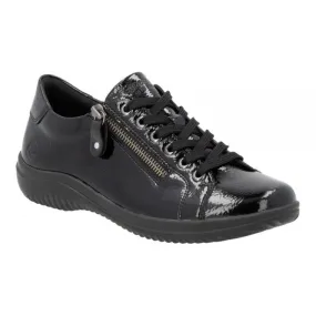 Remonte  Womens D1E03-01 Black High-Shine Lace-Up Trainers