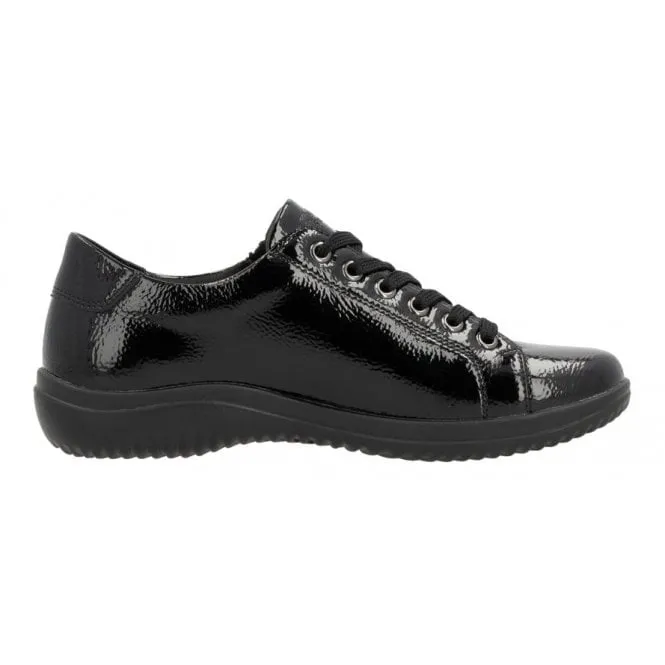 Remonte  Womens D1E03-01 Black High-Shine Lace-Up Trainers