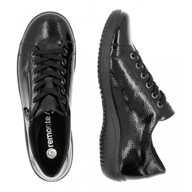 Remonte  Womens D1E03-01 Black High-Shine Lace-Up Trainers