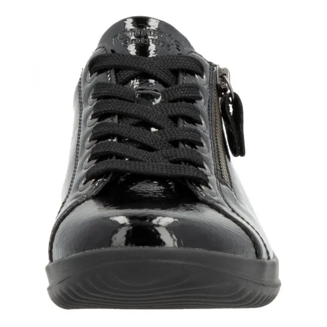 Remonte  Womens D1E03-01 Black High-Shine Lace-Up Trainers