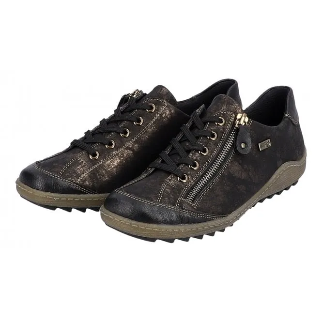 Remonte  Womens R1402-07 Kaduna Black Water Resistant Lace-Up Trainers