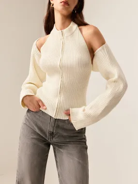 Ribbed Zipper Shrug Sweater Co-ords