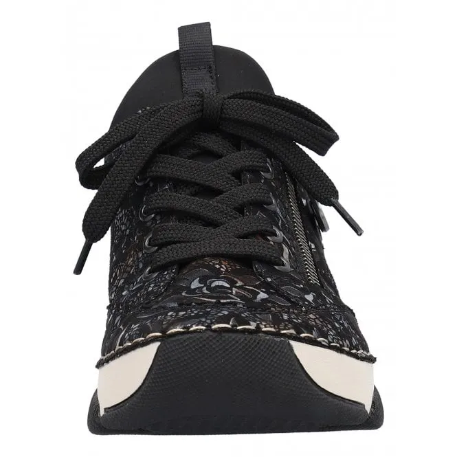 Rieker  Womens 45973-90 Malaysia Black/Metallic Lace-Up Trainers