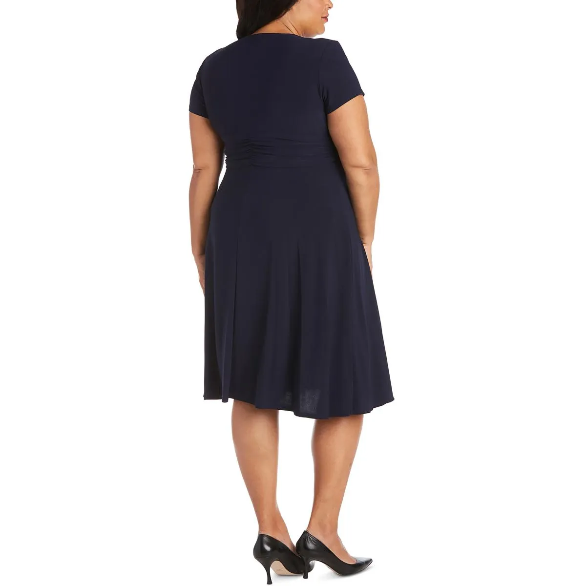 R&M Richards Womens Plus Matte Jersey Short Sleeves Cocktail Dress