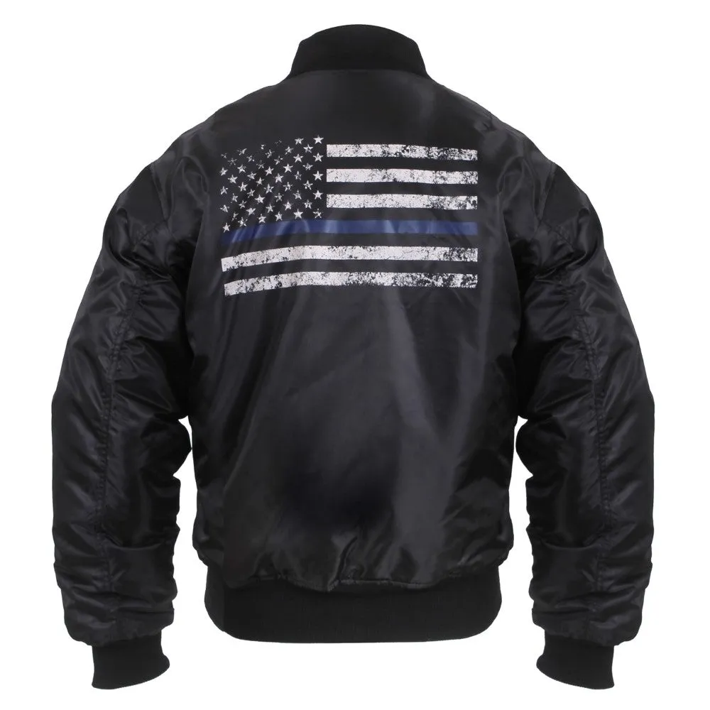 Rothco Mens Thin Blue Line Flag MA-1 Flight Jacket