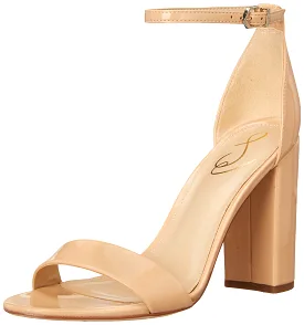 Sam Edelman Yaro Beige Blush Ankle Strap Open Round Toe Block High Heel Sandals