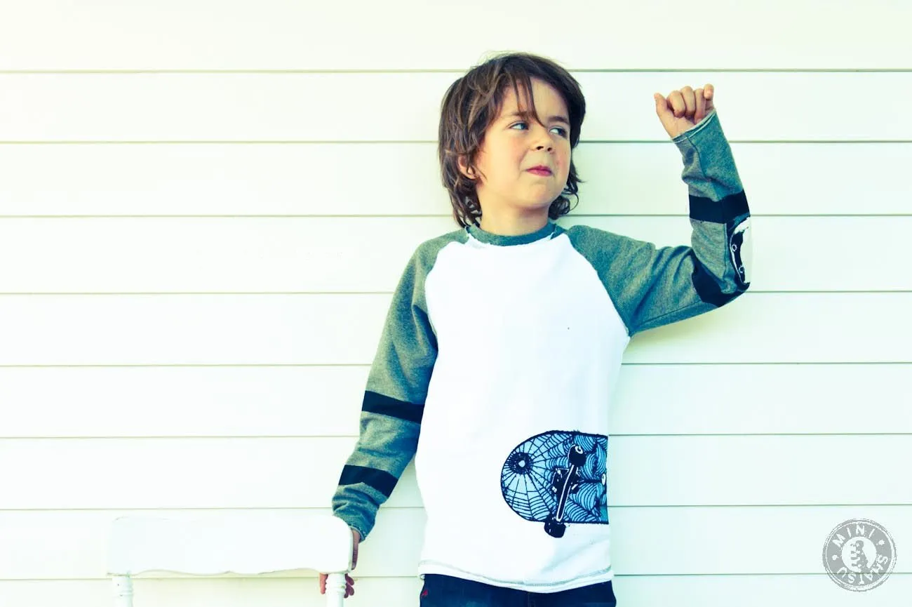 Skater Web Long Sleeve Baby Raglan Shirt by: Mini Shatsu