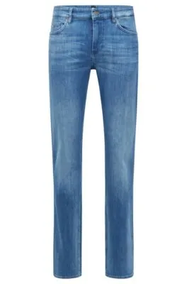 Slim-fit jeans in blue Italian cashmere-touch denim