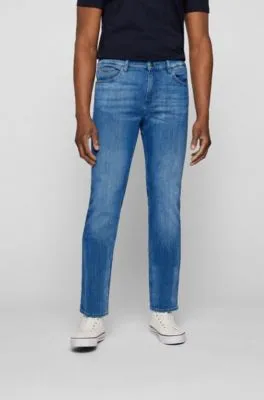 Slim-fit jeans in blue Italian cashmere-touch denim